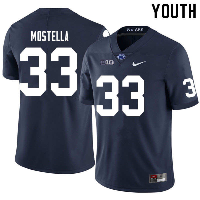 Youth #33 Bryce Mostella Penn State Nittany Lions College Football Jerseys Sale-Navy
